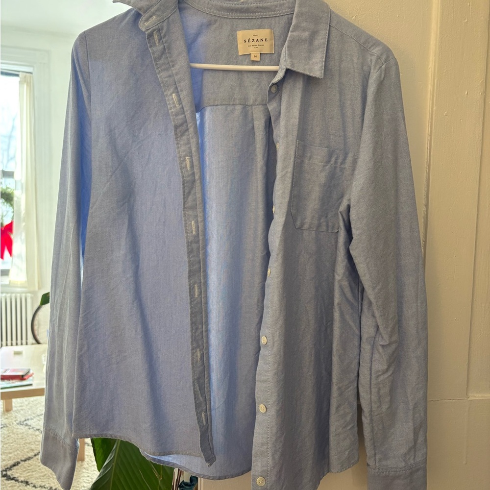 Sezane Sky Blue Button Down Shirt